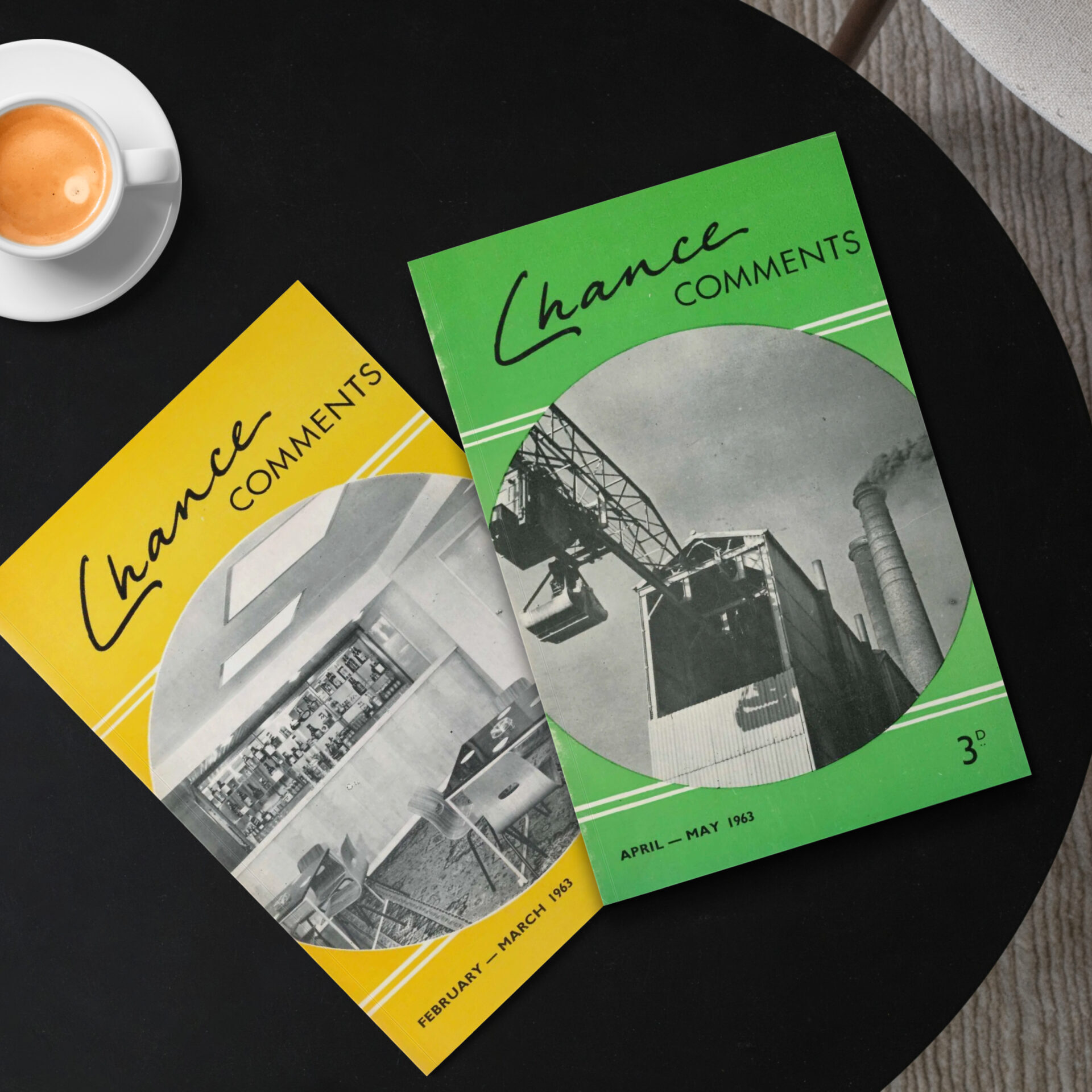 Top View Multiple Softcover Magazines On Black Coffee Table Mockup Template 6758a2b47e7738241a0f36cb @2x